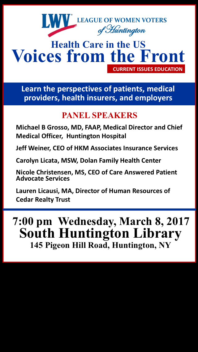 Event March 8, 2017- Expert Panel Discussion Healthcare in the US