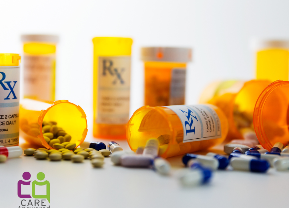 Photo showing multiple bottles of prescription pills