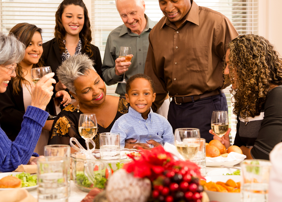 Multigenerational family at the dinner table